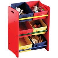 Interiors By Premier Housewares Toy Storage Unit With 6 Canvas Tubs, Multi