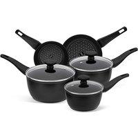 Prestige Thermo Smart Aluminium Non-Stick Induction 5-Piece Saucepan and Fry Pan Set, Black