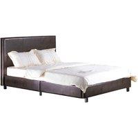 Fusion PU Faux Leather Small Double Bed Brown, Brown