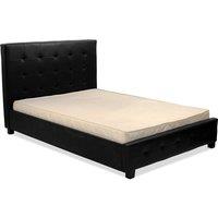 Lattice PU Faux Leather King Size Bed Black, Black