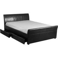 Viva 4 Drawer PVC Faux Leather King Size Bed Black, Black