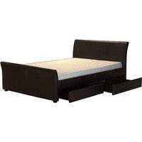 Viva 4 Drawer PVC Faux Leather King Size Bed Brown, Brown
