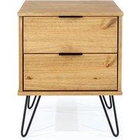 Core Products Augusta Antique Waxed Pine 2 Drawer Bedside Cabinet Antique Waxed Pine, Brown