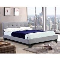 Hollywell Linen Fabric Double Bed Grey, Grey