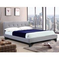 Hollywell Linen Fabric King Size Bed Grey, Grey