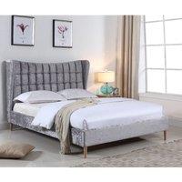 Mahala Crushed Velvet King Size Bed Silver Grey, Grey