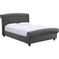 Santafe Linen Fabric Double Bed Grey, Grey
