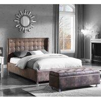 Valencia Double Bed Brown Antique Faux Leather, Brown
