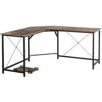 Solstice Echelon Corner L-Shape Desk - Black/Brown Wood Grain, Brown