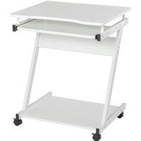 Rolling Basic Computer Desk - White, White