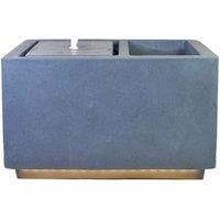 Ivyline Outdoor Contemporary LED Cube Water Feature with Planter - Cement, Grey