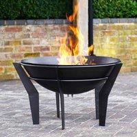 Ivyline 44.5cm Outdoor Metal Kendal Firebowl on Stand - Black