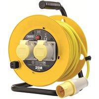 Draper 110V Twin Extension Cable Reel (25M) - Yellow, Yellow