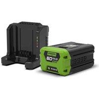 Greenworks 60v Charger and 2Ah Battery, Black