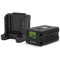 Greenworks 60v Charger and 4Ah Battery, Black