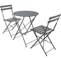 Charles Bentley Folding Metal Bistro Set - Dark Grey, Grey