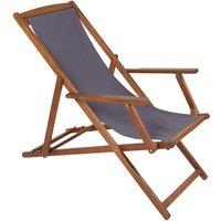 Charles Bentley Eucalyptus Wooden Beach Deck Chair - Grey, Grey