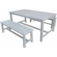 Charles Bentley White Washed Wooden Bench 4-6 Seater Dining Set, White