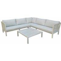 Charles Bentley White Washed Wooden Corner Lounge Set, White