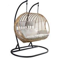 Charles Bentley Double Hanging Swing Chair - Natural, Grey
