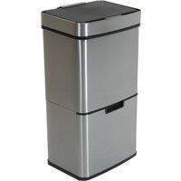 Charles Bentley Triple Compartment Sensor Bin 62L - Stainless Steel, Silver