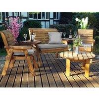 Charles Taylor Four Seater Set Round with Grey Cushions, Brown