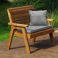 Charles Taylor Traditional Two Seater Bench with Grey Cushions, Brown