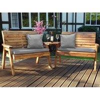 Charles Taylor Twin Bench Set Angled with Grey Cushions, Brown