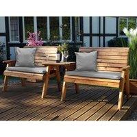 Charles Taylor Twin Bench Set Straight with Grey Cushions, Brown