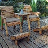 Charles Taylor Deluxe Lounger Set Straight with Grey Cushions, Brown