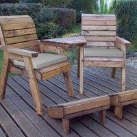 Charles Taylor Deluxe Lounger Set Angled with Grey Cushions, Brown