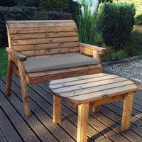 Charles Taylor Deluxe Bench Set with Grey Cushions, Brown