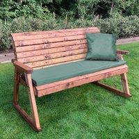 Charles Taylor Three Seater Rocker Bench with Green Cushions, Brown