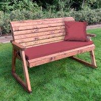 Charles Taylor Three Seater Rocker Bench with Burgundy Cushions, Brown