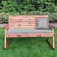 Charles Taylor Three Seater Rocker Bench with Grey Cushions, Brown