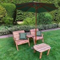 Charles Taylor Grand Twin Straight with Coffee Table and Green Parasol and Cushions, Brown