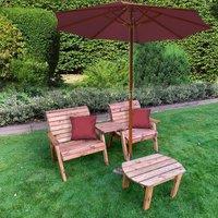 Charles Taylor Grand Twin Straight with Coffee Table and Burgundy Parasol and Cushions, Brown