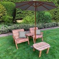 Charles Taylor Grand Twin Straight with Coffee Table and Grey Parasol and Cushions, Brown