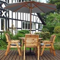 Charles Taylor Four Seater Round Table Set with Grey Cushions, Brown