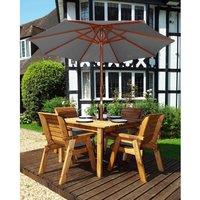 Charles Taylor Four Seater Square Table Set with Grey Cushions, Brown