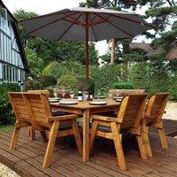 Charles Taylor Eight Seater Square Table, Chair and Bench Set with Grey Accessories, Brown