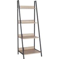 Core Products Loft Home Office Ladder Bookcase Unit with Oak Effect & Grey Metal Frames, Brown