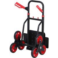 Durhand Climbing Stairs Trolley Hand Trucks 6-Wheels Foldable Load Cart Steel - Black & Red