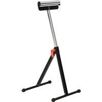 HOMCOM Roller Support Stand Metal Heavy Duty Adjustable Foldable Bench Saw Storage - Black & Silver, Black