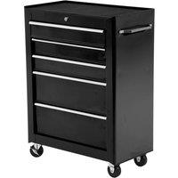 HOMCOM 5-Drawer Lockable Steel Tool Storage Cabinet with Wheels Handle - H82.5 x L61.5cm