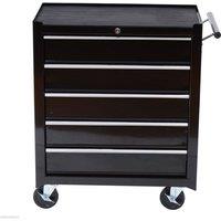 HOMCOM 5-Drawer Lockable Steel Tool Storage Cabinet with Wheels Handle - H75 x L68cm