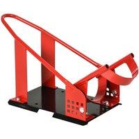 HOMCOM Steel Freestanding Motorcycle Wheel Chock - Red, Red