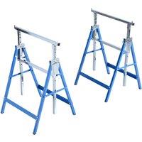 HOMCOM Steel Builders Twin-Set Telescopic Trestle - Blue, Blue