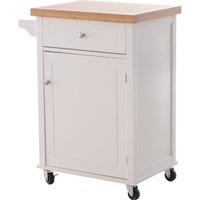 HOMCOM Kitchen Cart Storage Trolley with Drawer, Cupboard and Towel Rail - White, White