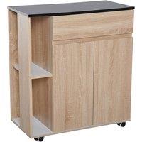 HOMCOM Rolling Kitchen Island - Black, Black